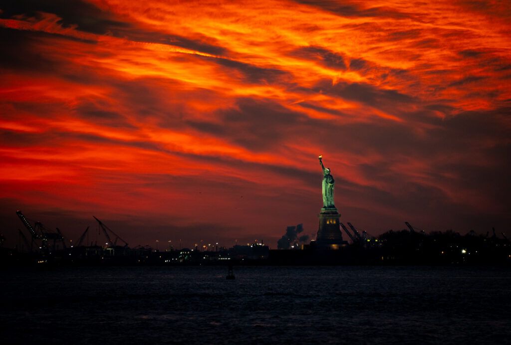 Statue of liberty Sunset