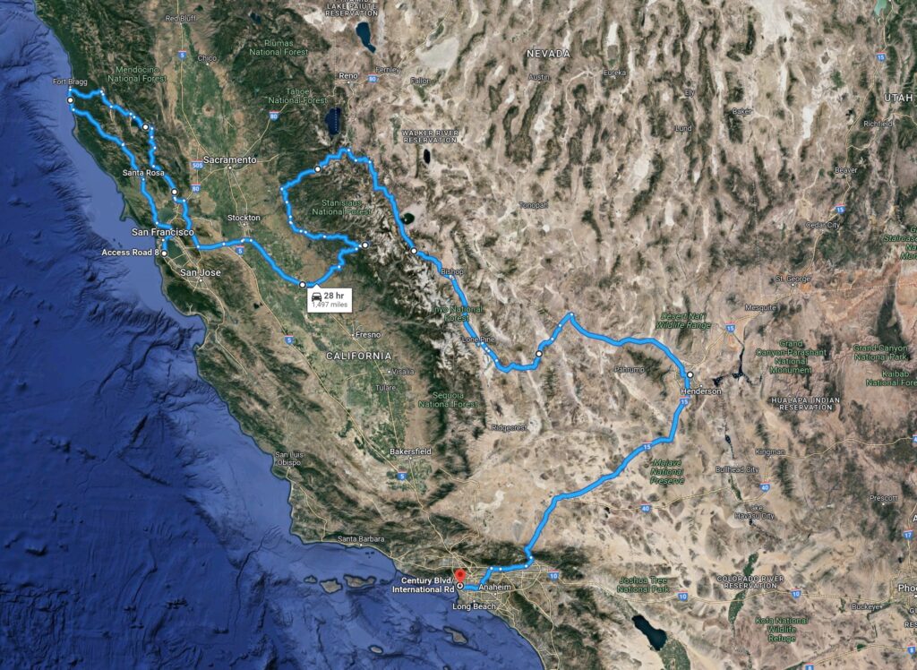 California Road Trip 2023 MAP