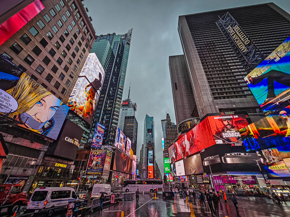 Wet and Gloomy Times Square New York